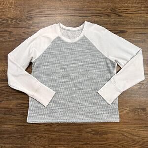 Athleta Shirt Womens XL Gray White Colorblock Raglan Long Sleeve Pullover Top